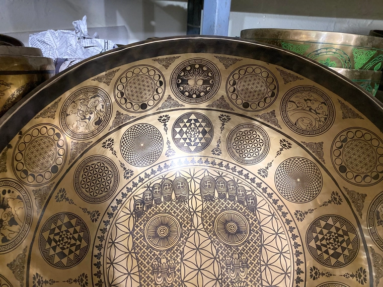 Handmade Therapy Bowl with Symbols & Flower of Life - Image 5