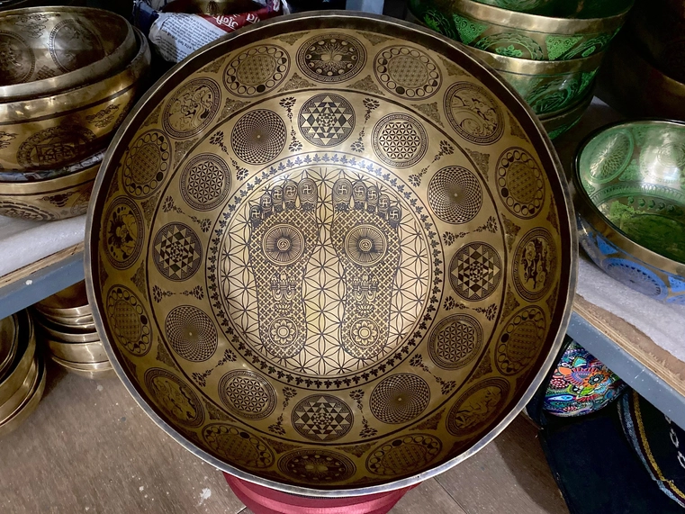 Handmade Therapy Bowl with Symbols & Flower of Life - Image 6