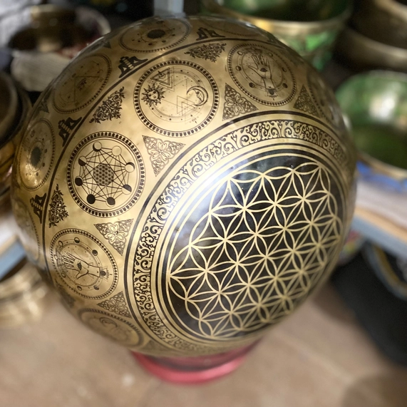 Handmade Therapy Bowl with Symbols & Flower of Life - Image 7
