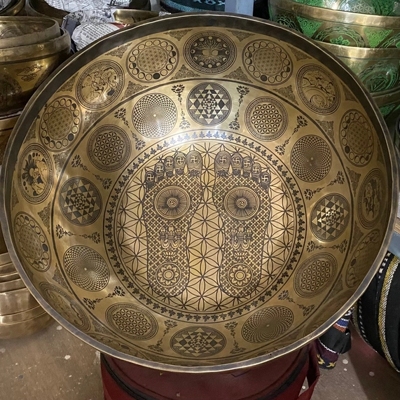 Handmade Therapy Bowl with Symbols & Flower of Life - Image 8