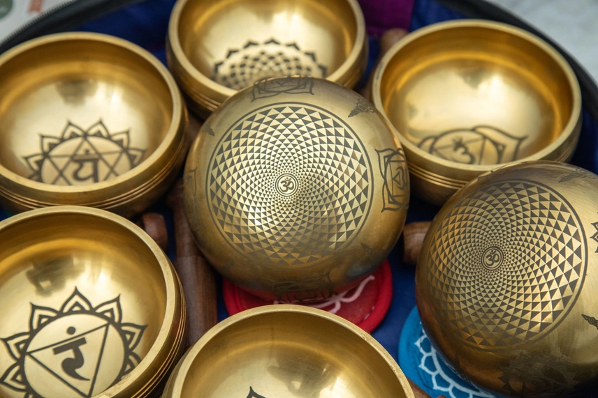Handmade Tibetan Chakra Singing Bowl Set, 7 Bowls - Image 3