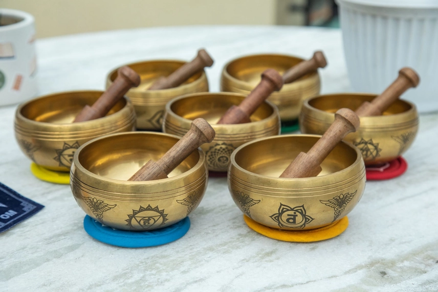 Handmade Tibetan Chakra Singing Bowl Set, 7 Bowls - Image 5