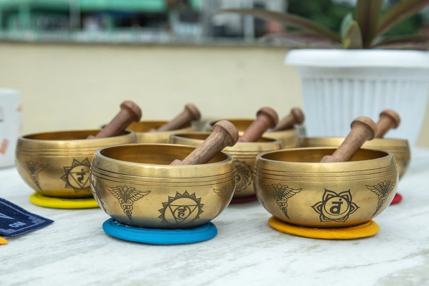 Handmade Tibetan Chakra Singing Bowl Set, 7 Bowls - Image 6