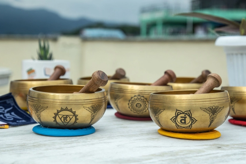 Handmade Tibetan Chakra Singing Bowl Set, 7 Bowls - Image 7