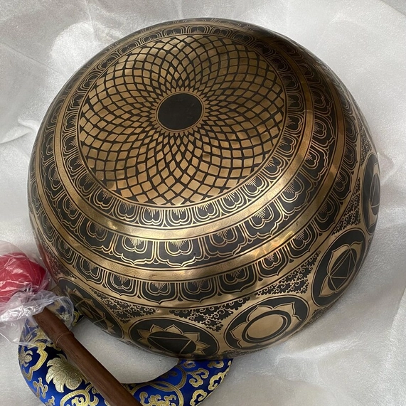 Large Flower of Life Singing Bowl Deep Sound Therapy (15-24 Inches) - Image 9