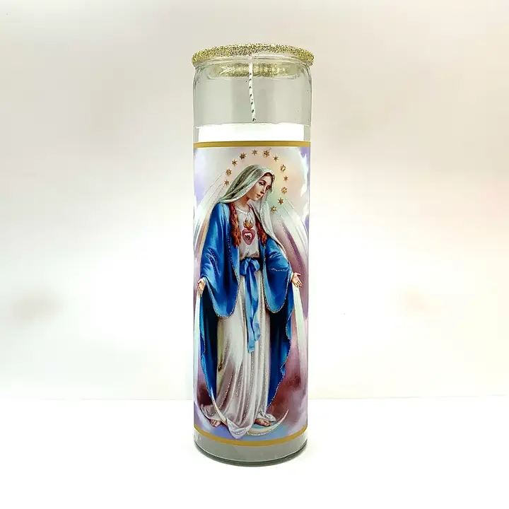 Miraculous Mary Glitter Prayer Candle