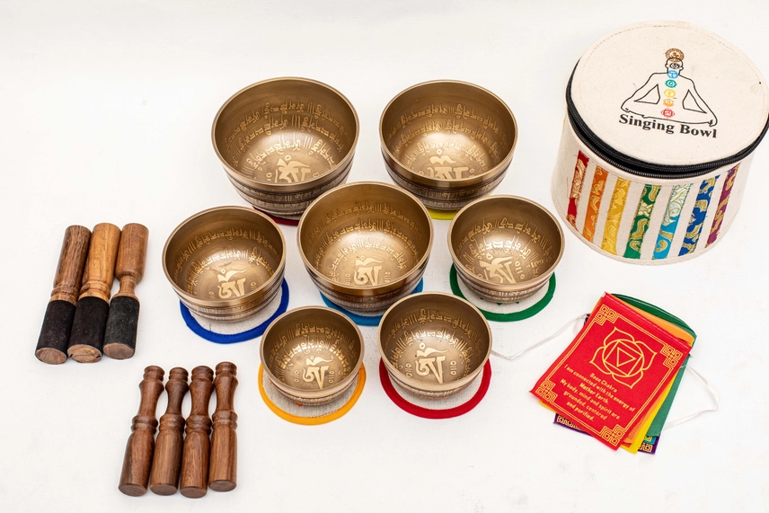 Natural Singing Bowl Set of 7 For Yoga & Sound Therapy
