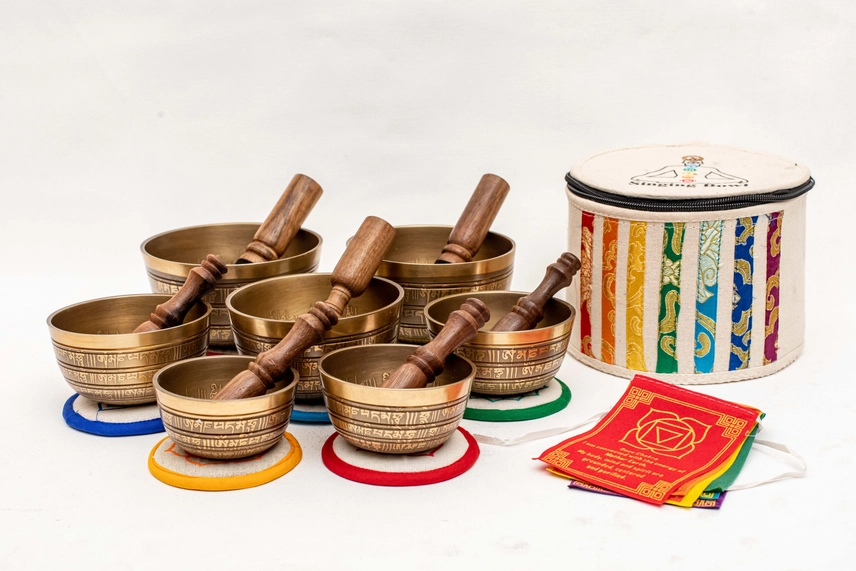Natural Singing Bowl Set of 7 For Yoga & Sound Therapy - Image 2