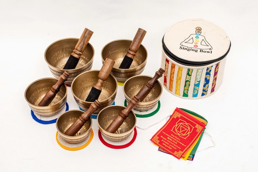 Natural Singing Bowl Set of 7 For Yoga & Sound Therapy - Image 3