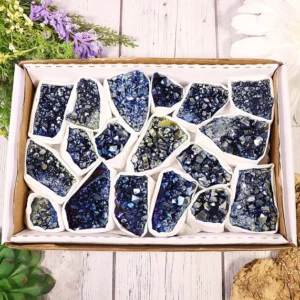 Titanium Blue Aura Amethyst Clusters Flat