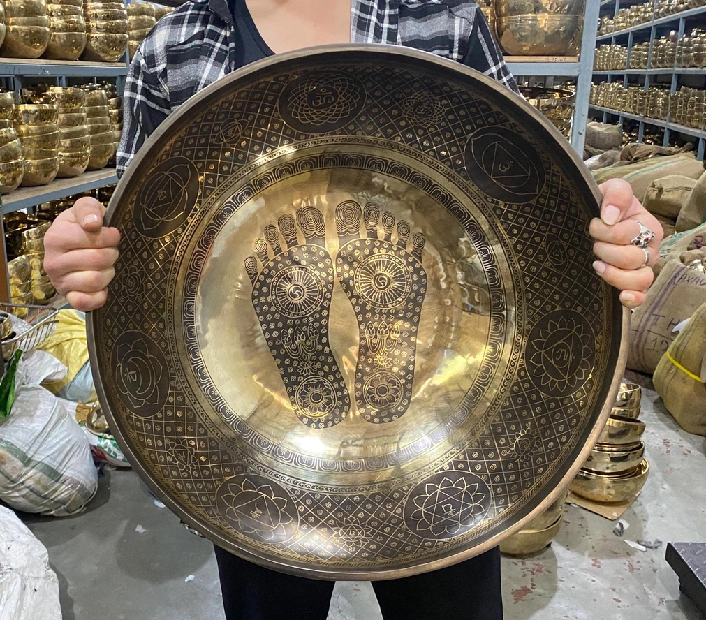 Handmade Tibetan Buddha Feet Singing Bowl - Image 5
