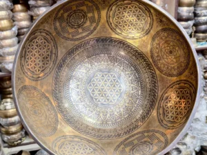 15" Standing Foot Therapy Bowl with Auspicious Symbols