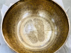 Himalayan Singing Bowl: Extra Large Buddha Carved Bowl