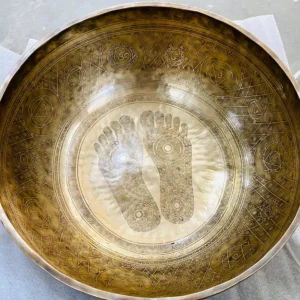 Himalayan Singing Bowl: Extra Large Buddha Carved Bowl