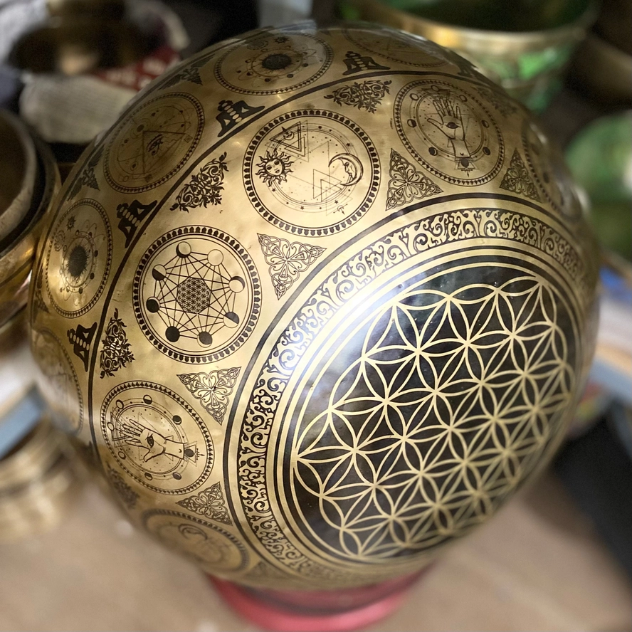 Handmade Therapy Bowl with Symbols & Flower of Life - Image 5