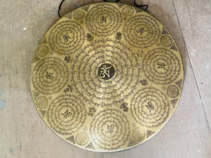 Om Mantra Tibetan Engraved Antique Gong For Meditation
