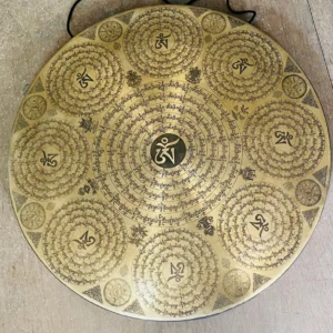 Om Mantra Tibetan Engraved Antique Gong For Meditation